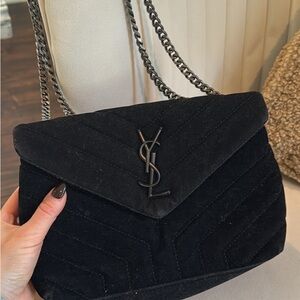 Yves Saint Laurent Black Chevron Shoulder Bag